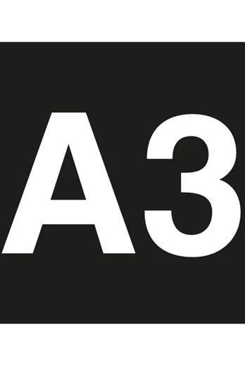 Wegzeichen des Wanderwegs Josefsmühle Schwarz-weißer Hinweis A3 beschreibt Abschnitt des Wanderwegs im Outdoor-Tourismus.