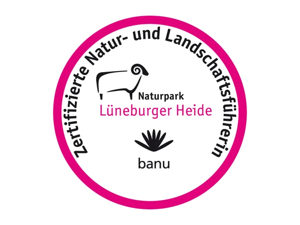 Rundes Logo der zertifizierten Natur- und Landschaftsführerin im Naturpark Lüneburger Heide.
