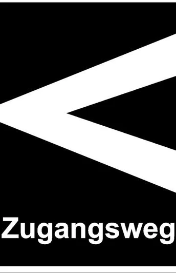 Zugangsweg Hermannshöhen: Neuenheerse Schwarzes Schild mit weißem Pfeil und der Aufschrift "Zugangsweg", Hinweis auf Wegführung.