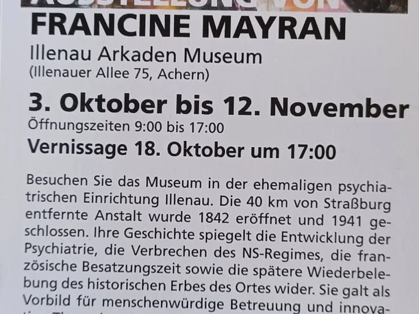 Flyer der Ausstellung von Francine Mayran
