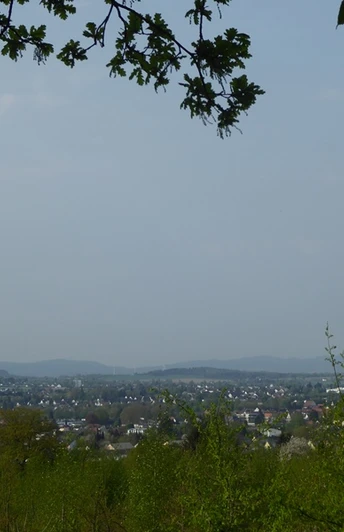Aussicht auf Lemgo Blick auf die Stadt Lemgo im Vordergrund, umgeben von grüner Landschaft und Hügeln im Hintergrund.
