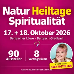 Magentafarbenes Plakat zu Naturheiltagen und Spiritualität am 17. und 18. Oktober 2026