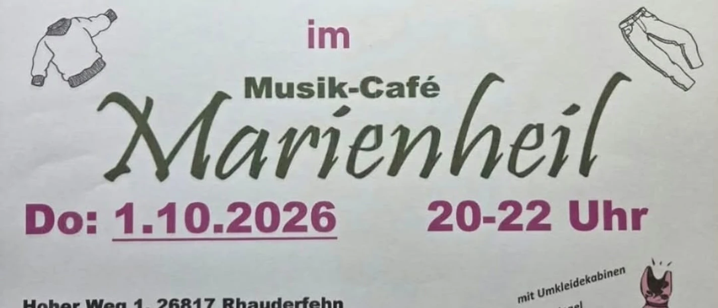 Plakat zur Frauenkleider Börse im Musik-Café Marienheil.
