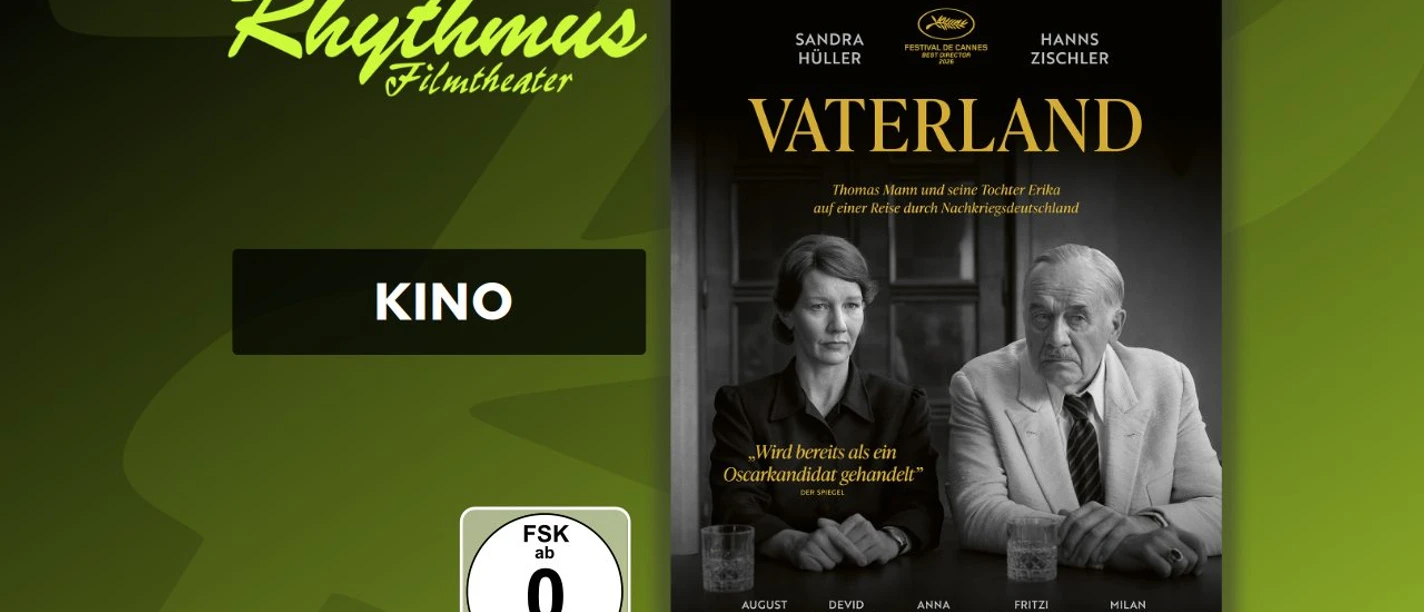 Filmplakat zum Film Vaterland mit Sandra Hüller und Hanns Zischler.