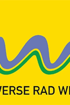 Logo Werse-Radweg Logo des Werse-Radwegs mit blauer, geschwungener Linie auf gelbem Hintergrund und Text darunter.