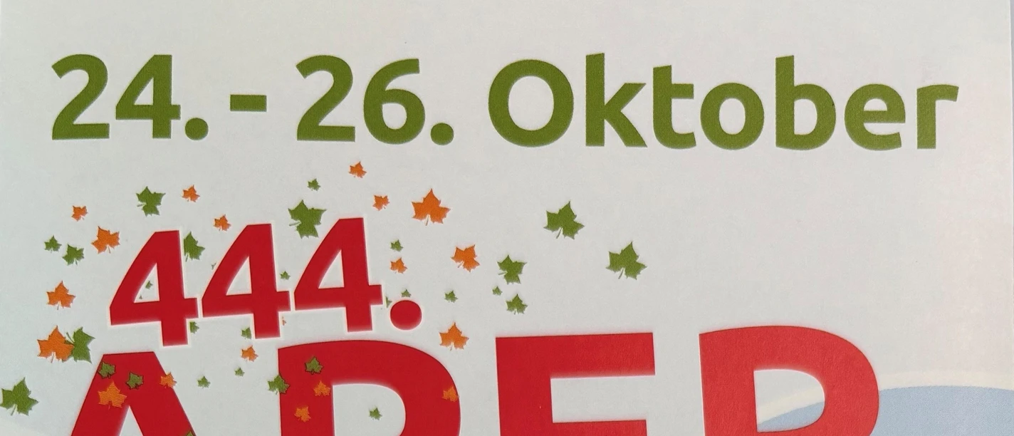 Plakat zum 444. Aper Herbstmarkt vom 24. bis 26. Oktober mit Programmhinweisen.