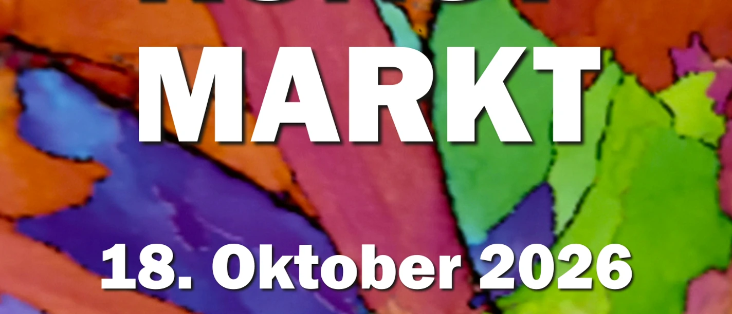 Farbenfroher Flyer zum Kunst-Markt am 18. Oktober 2026 auf dem Rodener Platz.