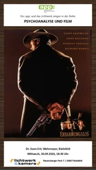 Das Filmplakat zeigt in der Rückenansicht den Revolverhelden William "Bill" Munny, mit Waffe.