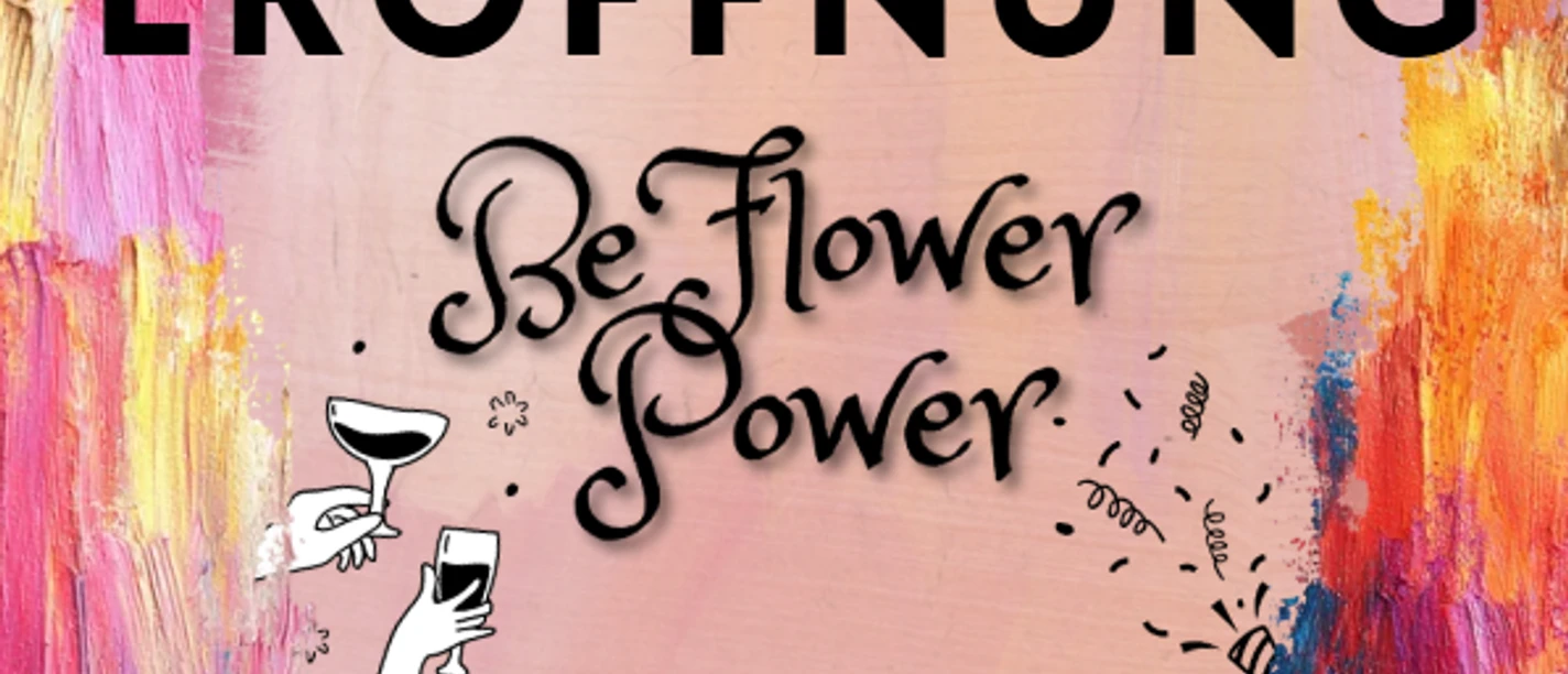 Grafik mit dem Logo des Mitmach-Ateliers "BeFlowerPower" an der Lutter
