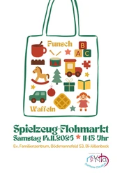 Einkaufstasche mit verschiedenen, bunten, weihnachtlcihen Spielsachen enthalten