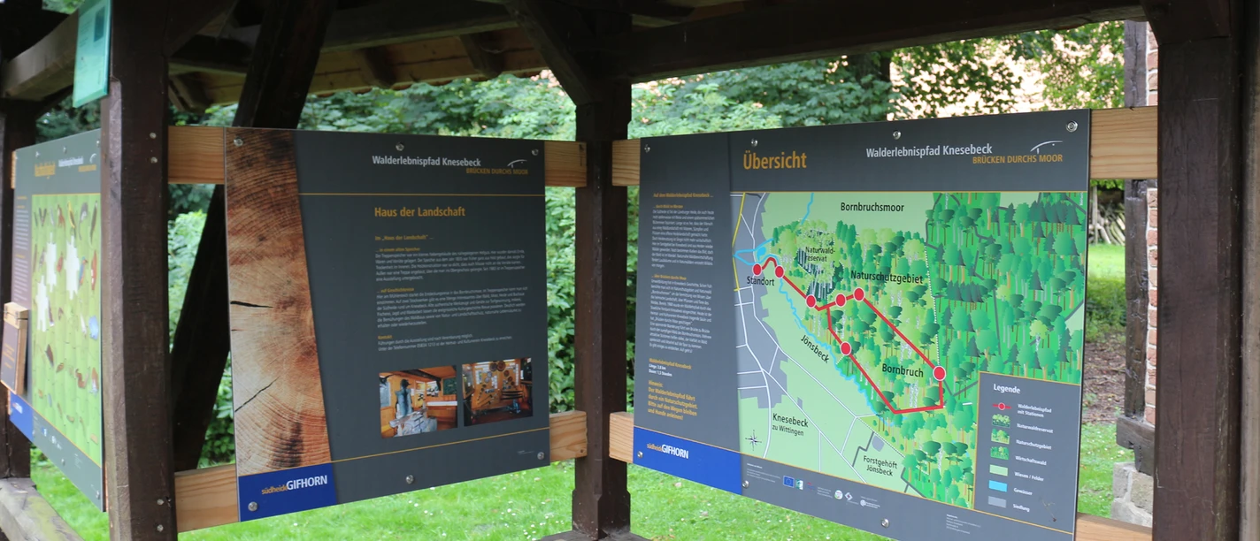 Schautafeln Walderlebnispfad Knesebeck Display boards on the Knesebeck forest adventure trail