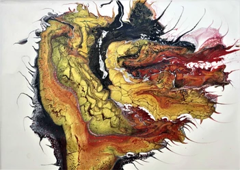 Fluid Art Darstellung eines chinesischen Drachens
