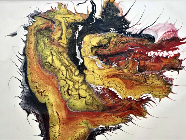Fluid Art Darstellung eines chinesischen Drachens