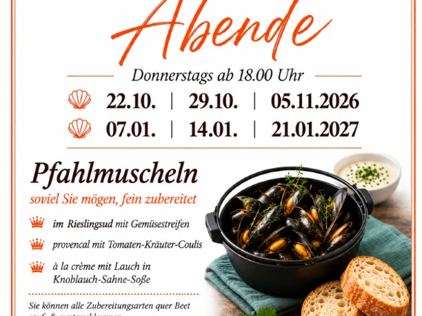 Plakat Muschelabende im Gasthaus zur Krone Mösbach Plakat Muschelabende im Gasthaus zur Krone Mösbach