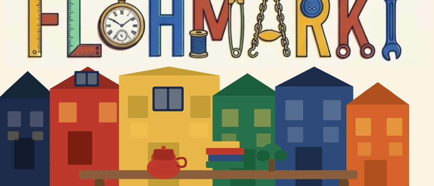 Plakat zum Lehmstich-Flohmarkt am 10. Oktober 2026, 14-18 Uhr im Lehmstichviertel Bielefeld