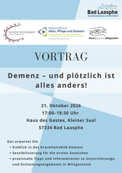 Vortrag: Demenz – und plötzlich ist alles anders!
