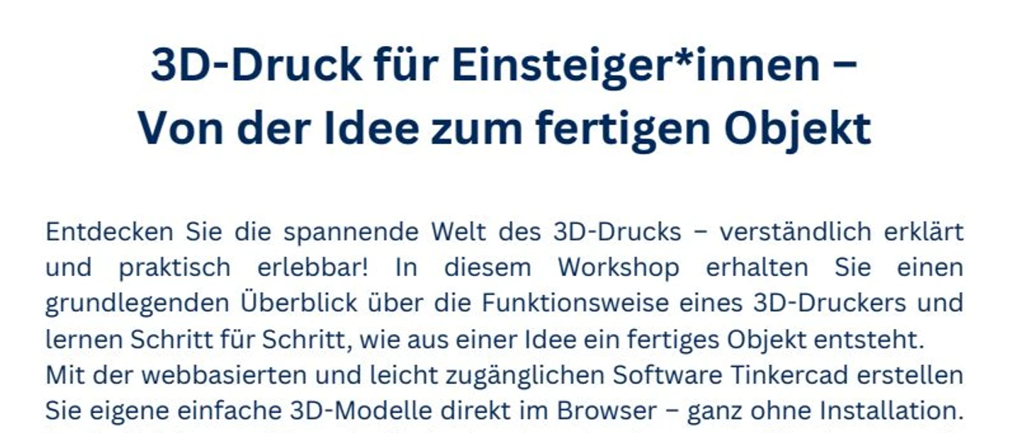 VHS Kurs 3D-Druck