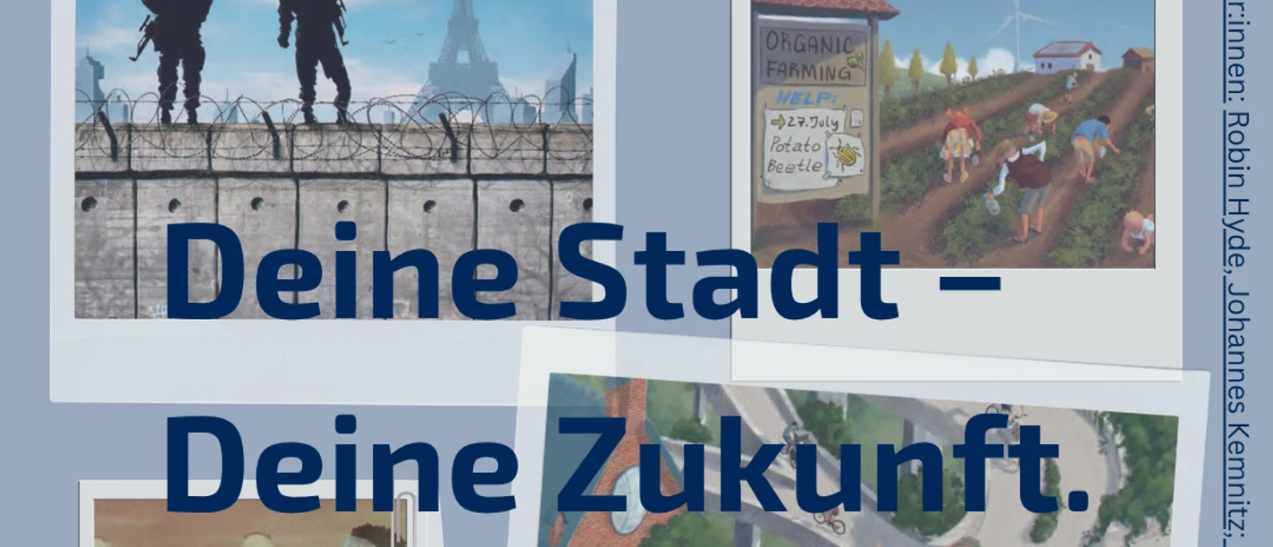 Deine Stadt – Deine Zukunft Plakatcollage „Deine Stadt – Deine Zukunft“ mit Zukunftsszenen für Bremerhaven 2050.