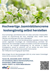 Plakat Jasminblütencreme LA.jpg VHS Kurs Jasminblütencreme herstellen