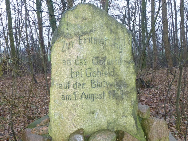 Die Blutwiese Gedenkstein in waldreicher Umgebung erinnert an das Ereignis auf der Blutwiese vom 1. August 1822.