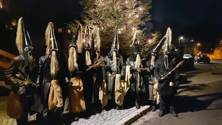 Belzemärtel vor dem Weihnachtsbaum