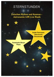 Der Veranstaltungstitel und die Namen der Akteure werden in einem Sternenhimmel erwähnt.