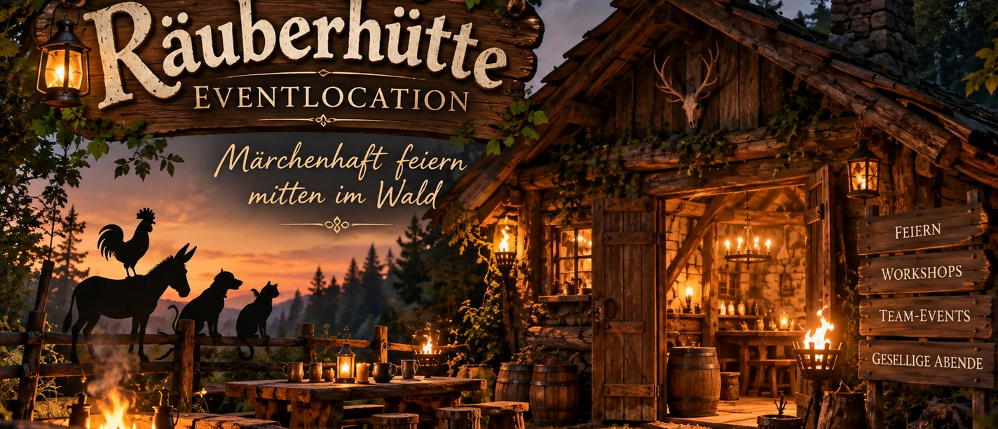Märchenhafte Räuberhütte im Wald Märchenhafte Räuberhütte im Wald