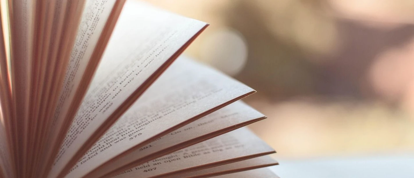 Stockfoto Buch_pexels_pixabay Aufgeschlagenes Buch mit aufgefächerten Seiten.