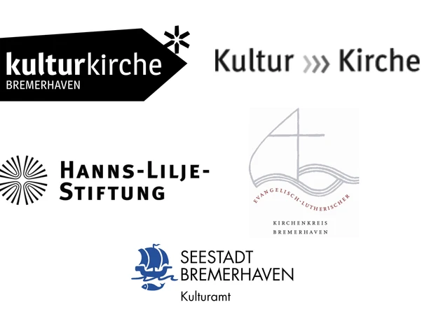 Logos der Unterstützer Logos von Kulturkirche Bremerhaven, Kultur Kirche, Hanns-Lilje-Stiftung und Kulturamt.