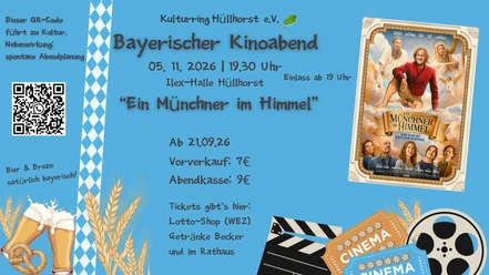 Bayrischer Kinoabend Einladungsflyer zum Bayerischen Kinoabend mit dem Film Ein Münchner im Himmel in Hüllhorst.