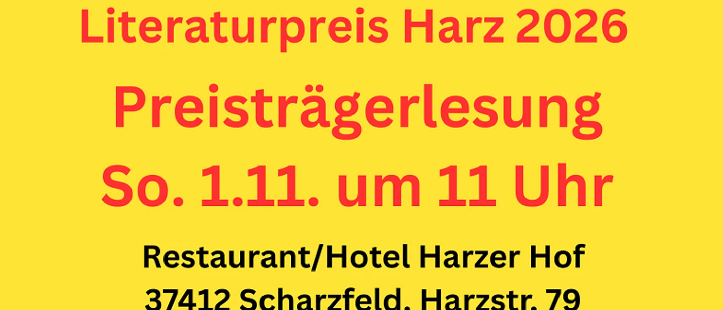 Literaturpreis Harz 2026 Literaturpreis Harz 2026