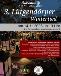 3. Lütgendoerper Wintertied Plakat zum 3. Lütgendörper Wintertied mit beleuchtetem Wintermarkt im Biergarten.