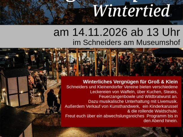 3. Lütgendoerper Wintertied Plakat zum 3. Lütgendörper Wintertied mit beleuchtetem Wintermarkt im Biergarten.