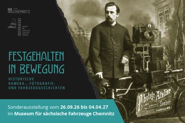 Clemens Seeber auf dem Teaser zur Sonderausstellung "Festgehalten in Bewebung" Historisches Foto von Clemens Seeber auf dem Teaser zur Sonderausstellung "Festgehalten in Bewebung"