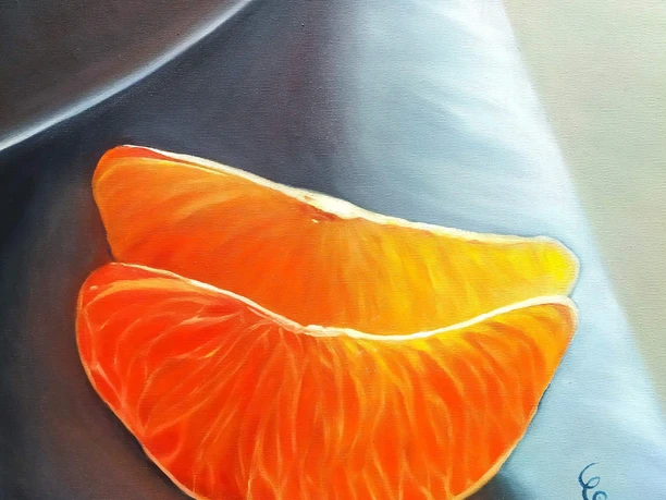 Kunstverein-Claudia-Simon-Mandarine.jpg Leuchtende Mandarine, kunstvoll gemalt
