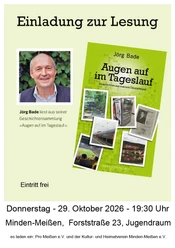 Das Plakat zur Veranstaltung zeigt den Autor und die Veranstaltungsdaten.