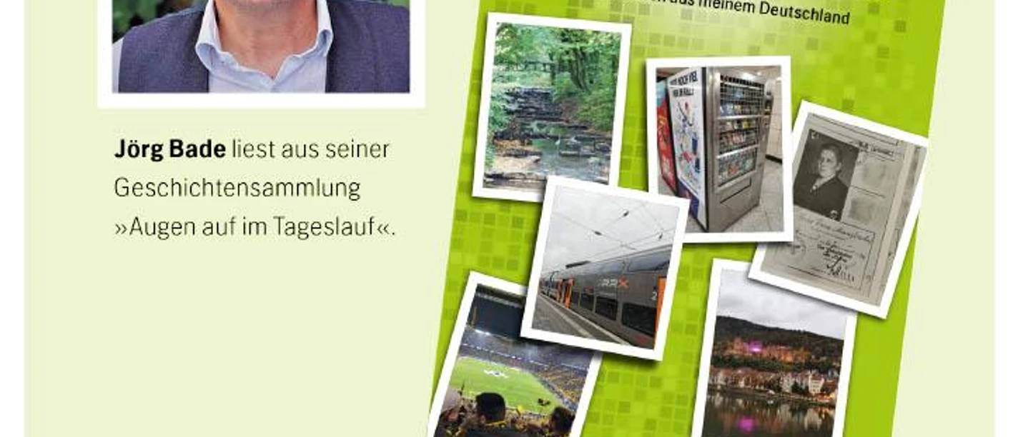 Autorenlesung Das Plakat zur Veranstaltung zeigt den Autor und die Veranstaltungsdaten.