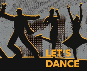 LetsDance Bild Das Bild zeigt tanzende Silhouetten . Darunter der Schriftzug " Let´s dance".