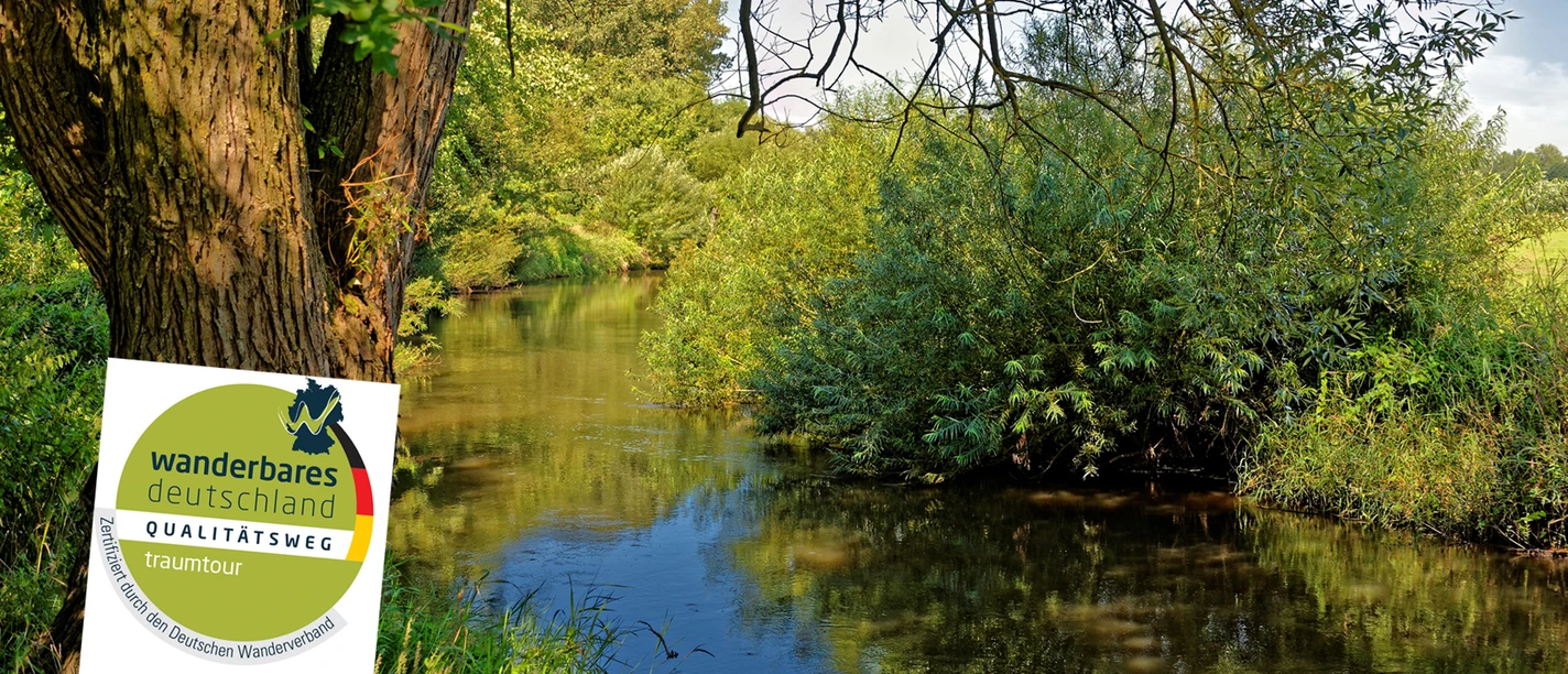 Die mäandrierende Oste mit dem Zertifikat des NORDPFADES Ostetal Die mäandrierende Oste mit dem Zertifikat des NORDPFADES Ostetal
