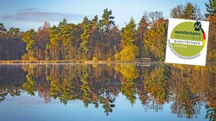 Der Bullensee mit dem Zertifikat des NORDPFADES Dör't Moor Der Bullensee mit dem Zertifikat des NORDPFADES Dör't Moor