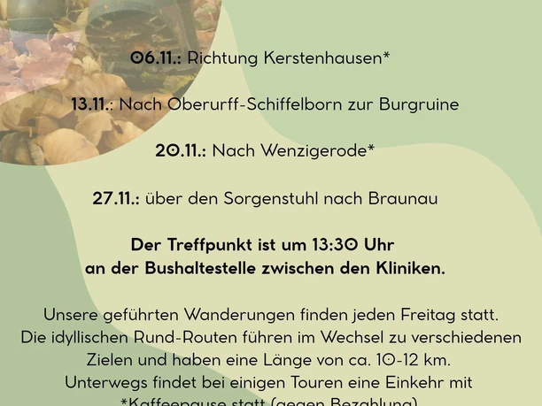 Geführte Wanderungen im November 2026 Geführte Wanderungen im November 2026