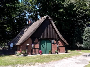Das gemütliche Ferienhaus Hein's Hus liegt mitten im GrünenThe cozy vacation home Hein's Hus is surrounded by greeneryDet hyggelige feriehus Heins Hus er omgivet af grønne områderHet gezellige Hein's Hus vakantiehuis is omgeven door groen