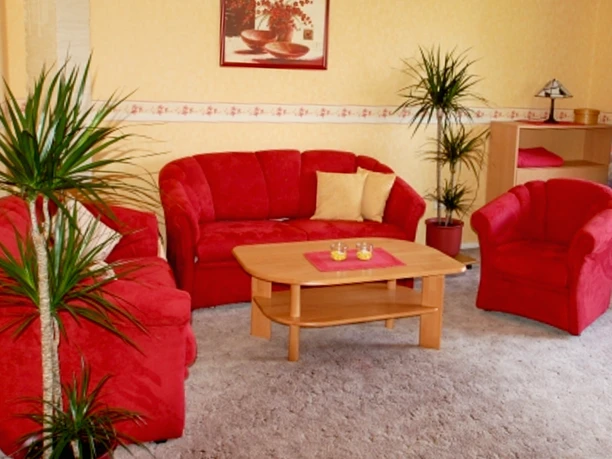 De woonkamer in de vakantiewoning Mühlenhof De woonkamer in de vakantiewoning Mühlenhof