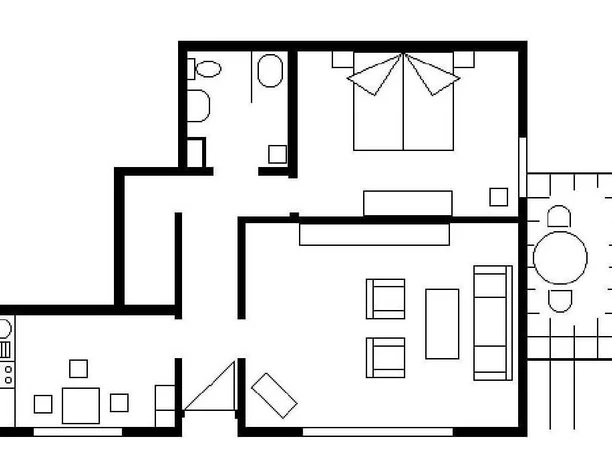 Grundriss der Zweizimmerküchebadwohnung