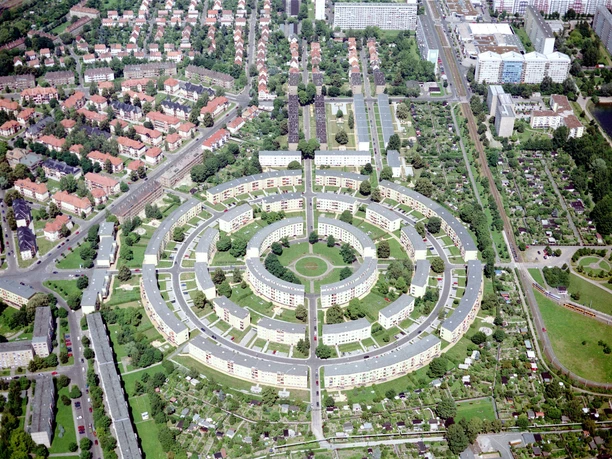 Wohnanlage Rundling von oben