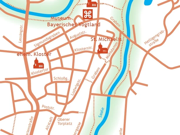 Kulturweg der Vögte - Karte der Etappe 6 - Stadtrundgang Hof