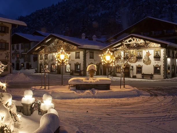 Dorpflatz in Wallgau im Winter