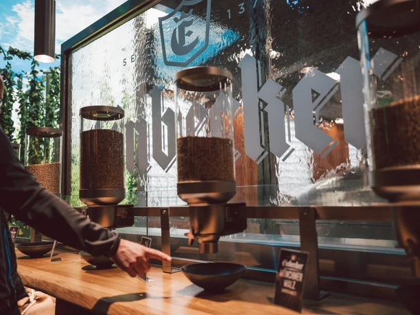 The proof of the pudding is in the drinking – Beer tasting station at the Brewery Tour. The proof of the pudding is in the drinking – Beer tasting station at the Brewery Tour.