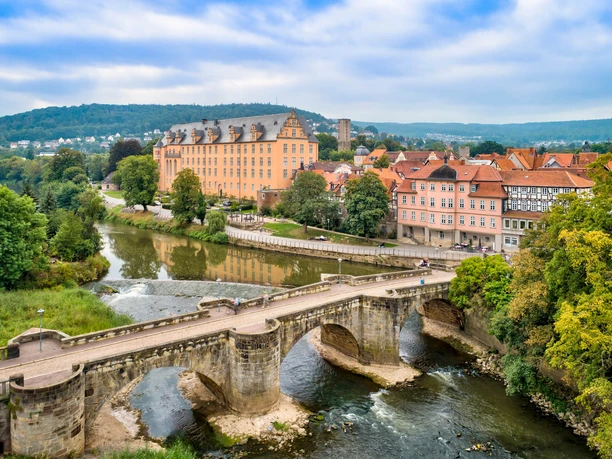 Guelph castle in Hann. Münden with historic Werra bridge