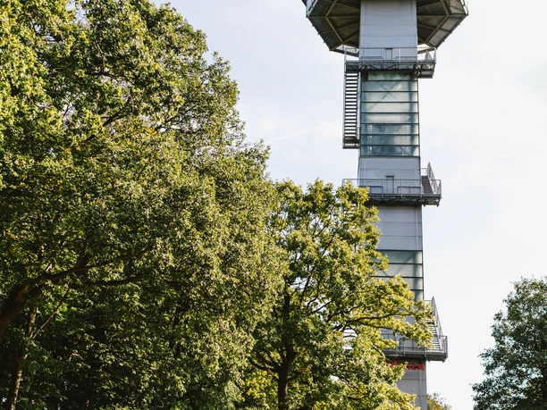 Dreiländereck Aussichtsturm.jpg Aussichtsturm am Dreiländereck mit Plattform am oberen Ende.